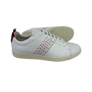 Lacoste Mens Sneaker Size 9 Carnaby EVO Leather white red tennis shoes ortholite